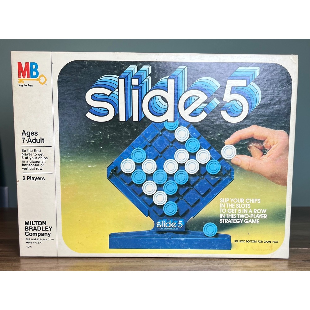 Vintage 1980 Milton Bradley Slide 5 Strategy Board Game 2 Player Complete 4016